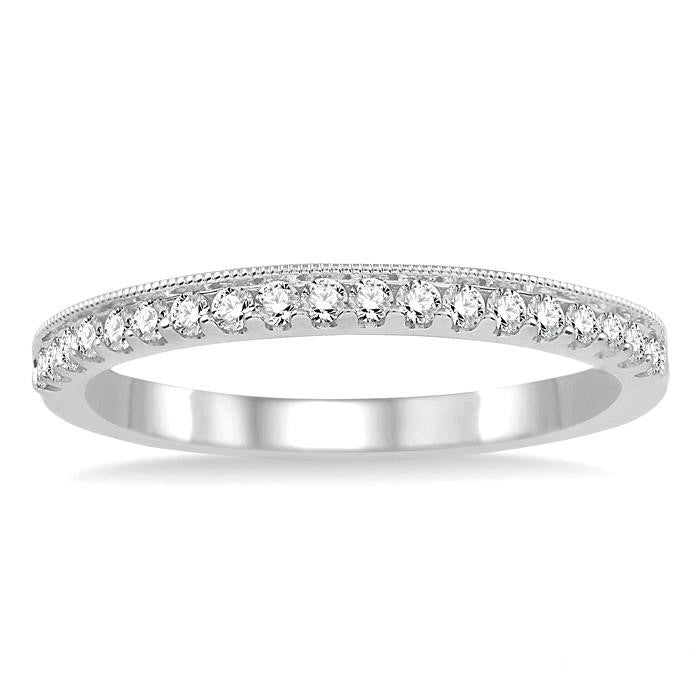 1/4 Ctw Round Cut Diamond Wedding Band in 14K White Gold