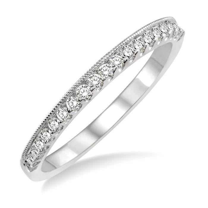 1/4 Ctw Round Cut Diamond Wedding Band in 14K White Gold
