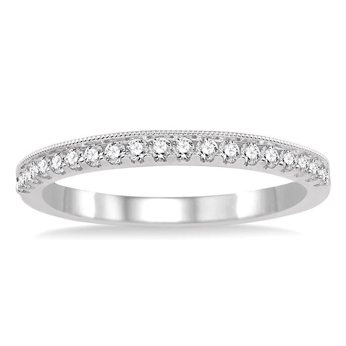 1/4 Ctw Round Cut Diamond Wedding Band in 14K White Gold