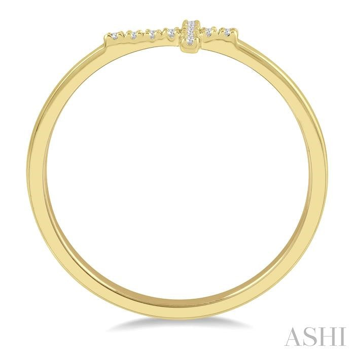 1/20 Ctw Cross Charm Round Cut Diamond Ladies Ring in 10K Yellow Gold