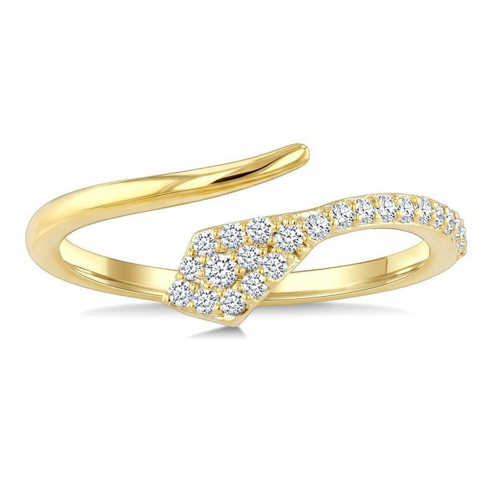 1/5 Ctw Serpent Round Cut Diamond Open Fashion Ring in 10K Yellow Gold