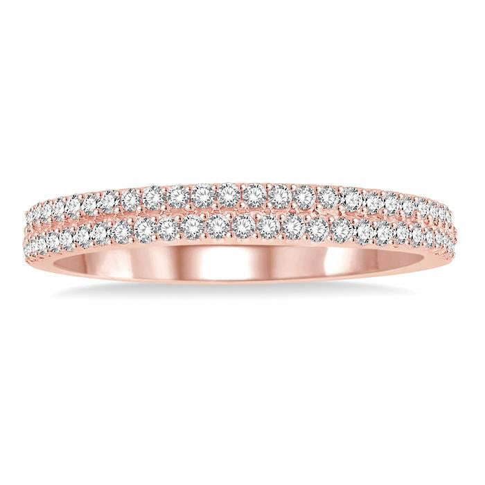 1/3 Ctw Round Diamond Wedding Band in 14K Rose Gold