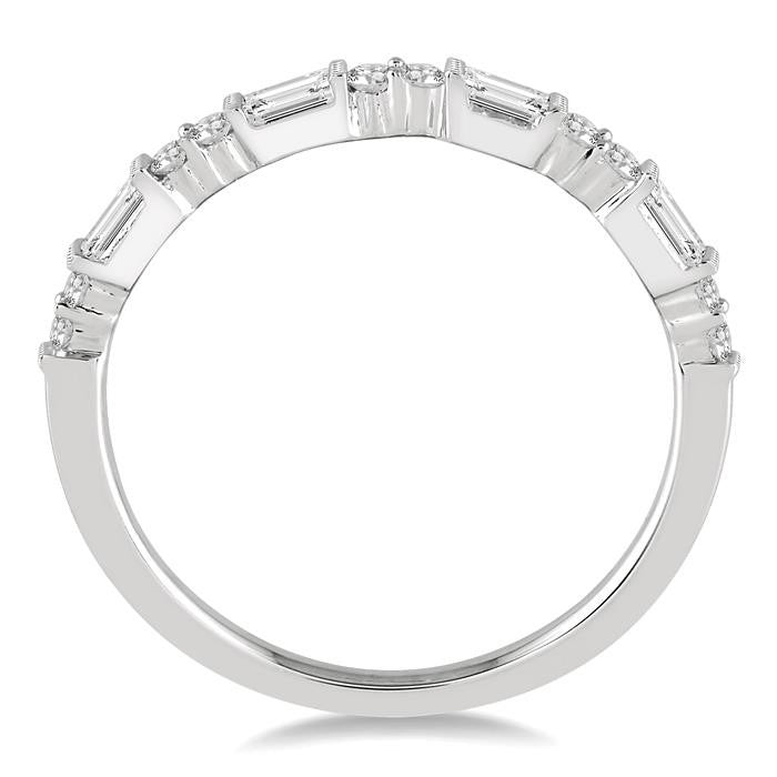 1/3 Ctw Baguette and Round Cut Diamond Wedding Band in 14K White Gold