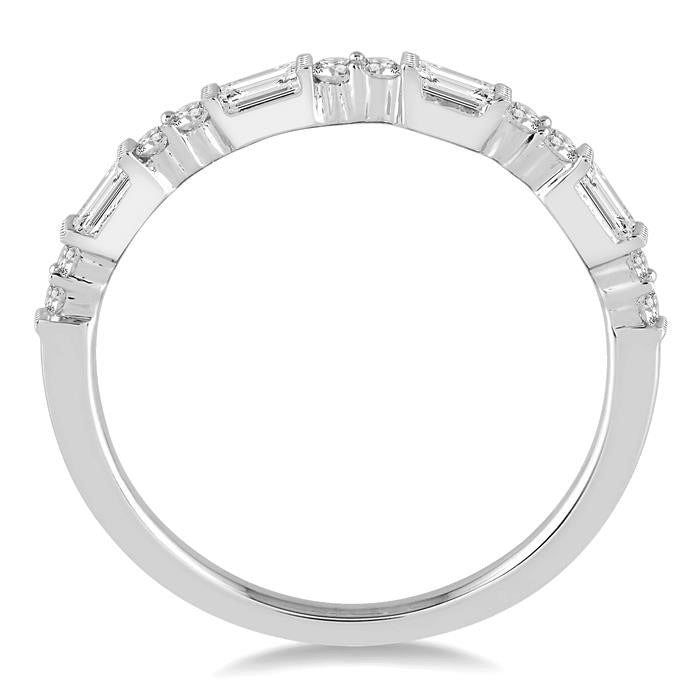 1/3 Ctw Baguette and Round Cut Diamond Wedding Band in 14K White Gold