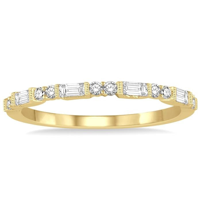 1/3 Ctw Baguette and Round Cut Diamond Wedding Band in 14K Yellow Gold
