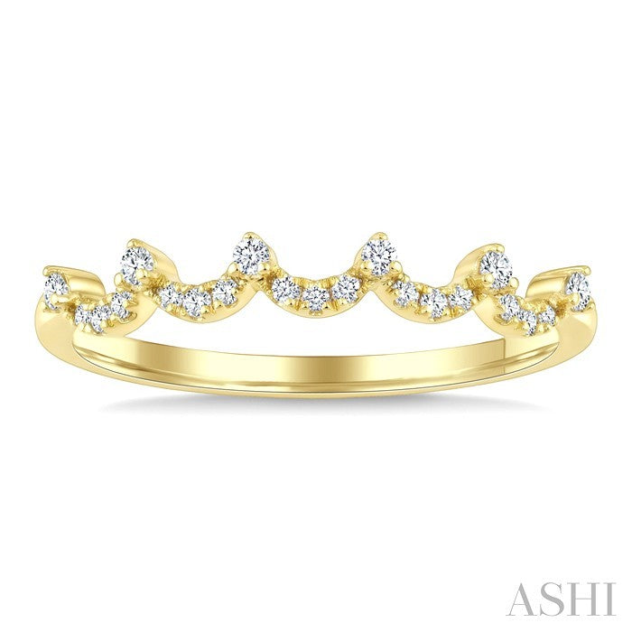 1/8 Ctw Round Cut Diamond Wave Stackable Band in 10K Yellow Gold