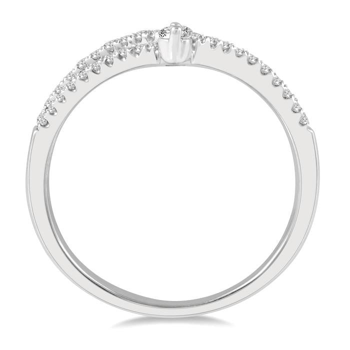 1/4 Ctw Interlocked Twin Chevron Round Cut Diamond Fashion Ring in 14K White Gold