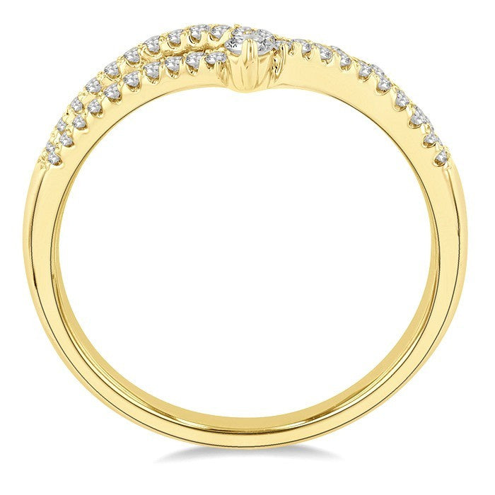 1/4 Ctw Round Cut Diamond Interlocked Twin Chevron Fashion Ring in 14K Yellow Gold