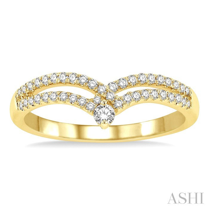 1/4 Ctw Round Cut Diamond Interlocked Twin Chevron Fashion Ring in 14K Yellow Gold