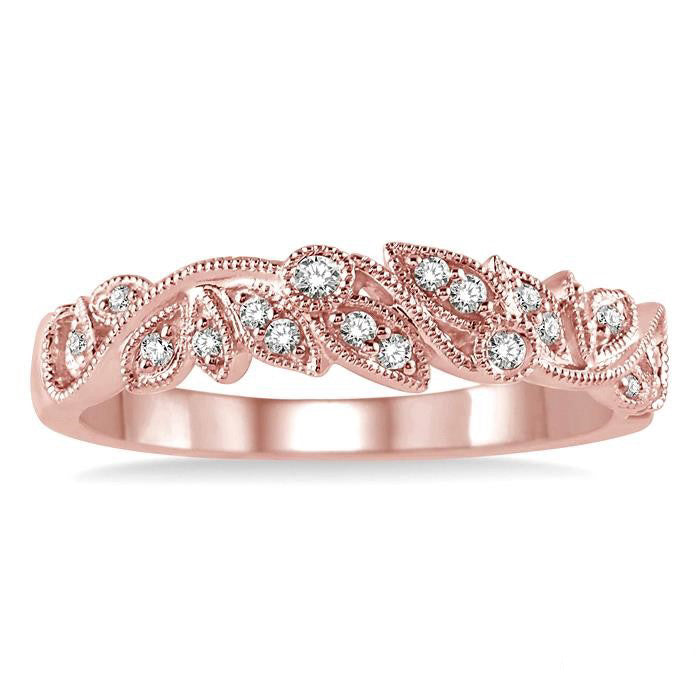 1/10 Ctw Round Diamond Wedding Band in 14K Rose Gold