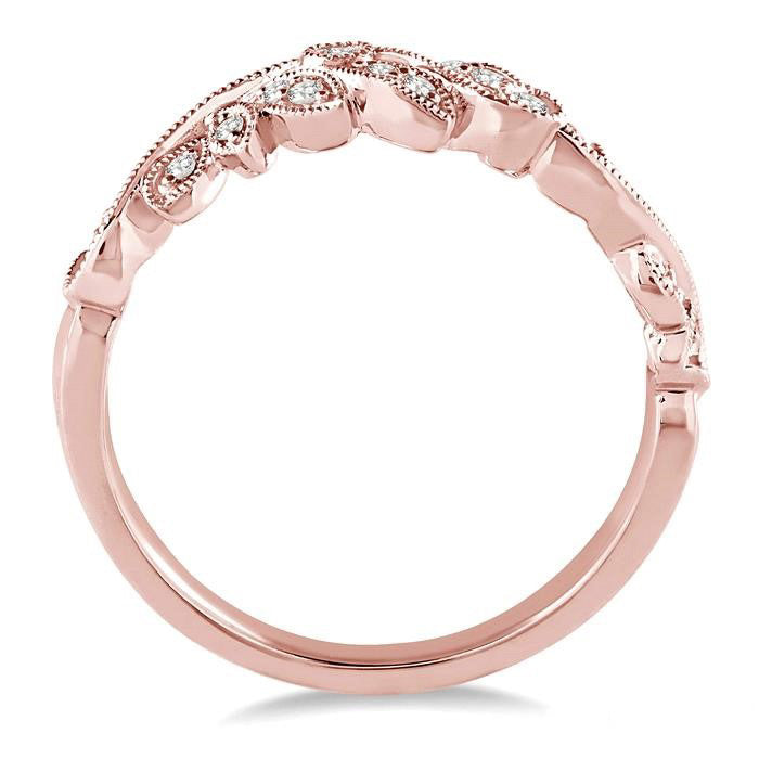 1/10 Ctw Round Diamond Wedding Band in 14K Rose Gold