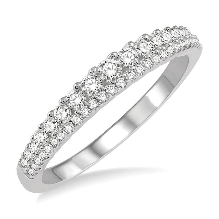 3/8 Ctw Double Row Round Cut Diamond Band in 14K White Gold