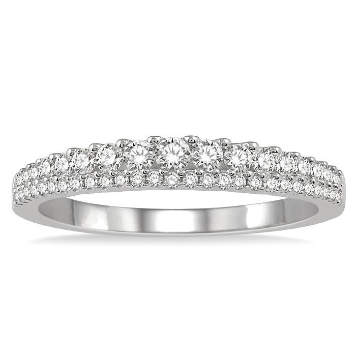 3/8 Ctw Double Row Round Cut Diamond Band in 14K White Gold