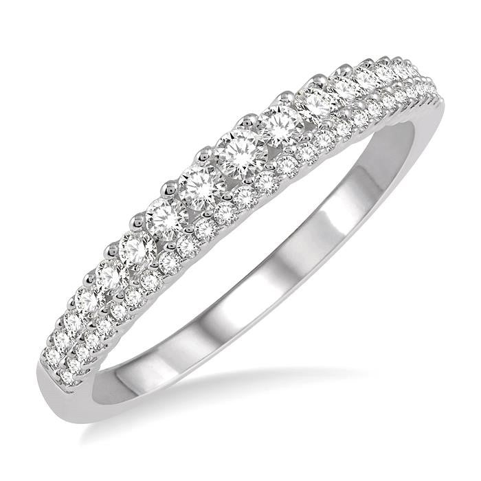 3/8 Ctw Double Row Round Cut Diamond Band in 14K White Gold