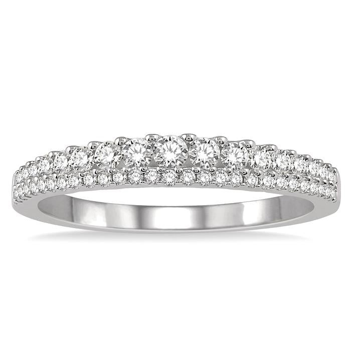 3/8 Ctw Double Row Round Cut Diamond Band in 14K White Gold