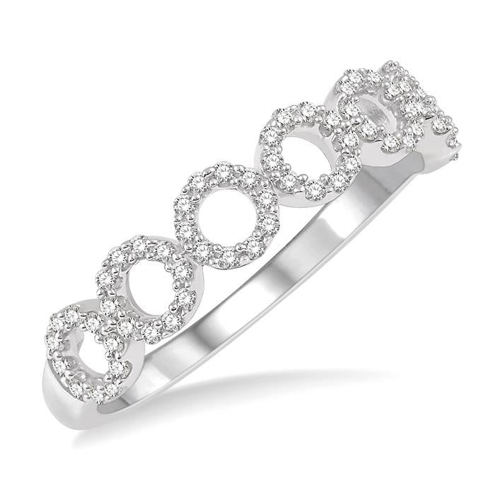 1/4 Ctw Circular Row Round Cut Diamond Stackable Band in 14K White Gold