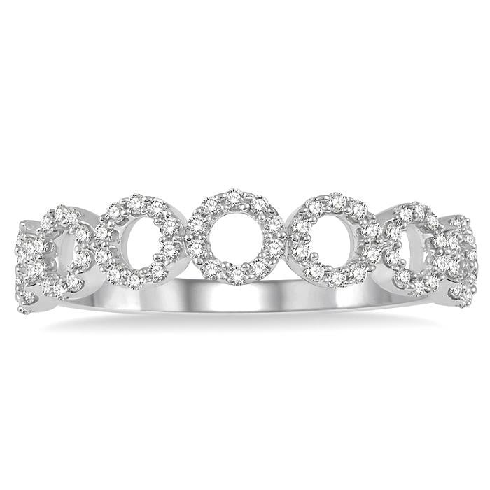 1/4 Ctw Circular Row Round Cut Diamond Stackable Band in 14K White Gold