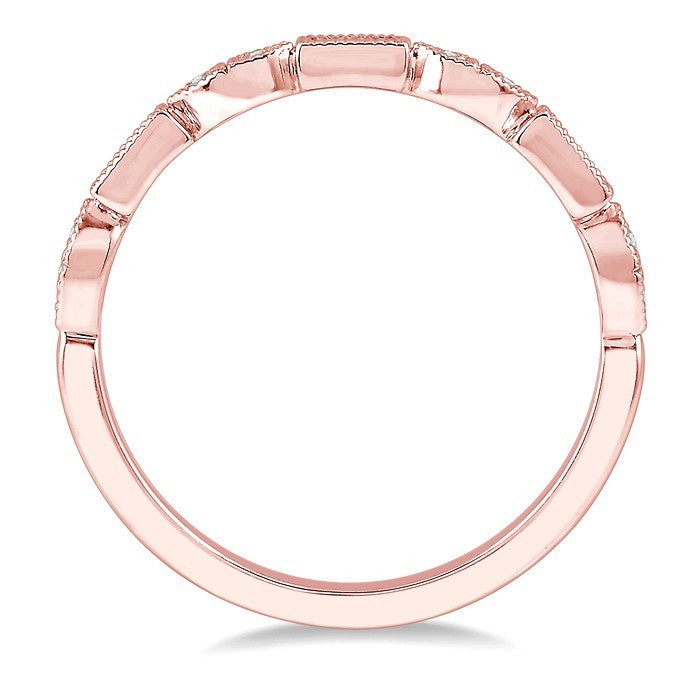 1/10 Ctw Baguette & Round Cut Diamond Stackable Band in 14K Rose Gold