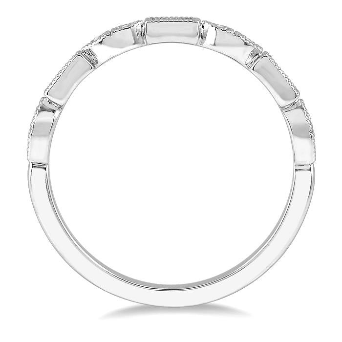 1/10 Ctw Baguette & Round Cut Diamond Stackable Band in 14K White Gold