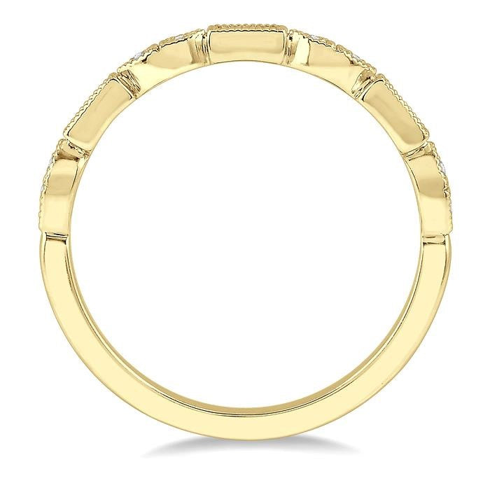 1/10 Ctw Baguette & Round Cut Diamond Stackable Band in 14K Yellow Gold