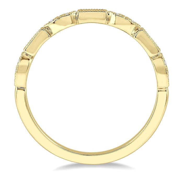 1/10 Ctw Baguette & Round Cut Diamond Stackable Band in 14K Yellow Gold