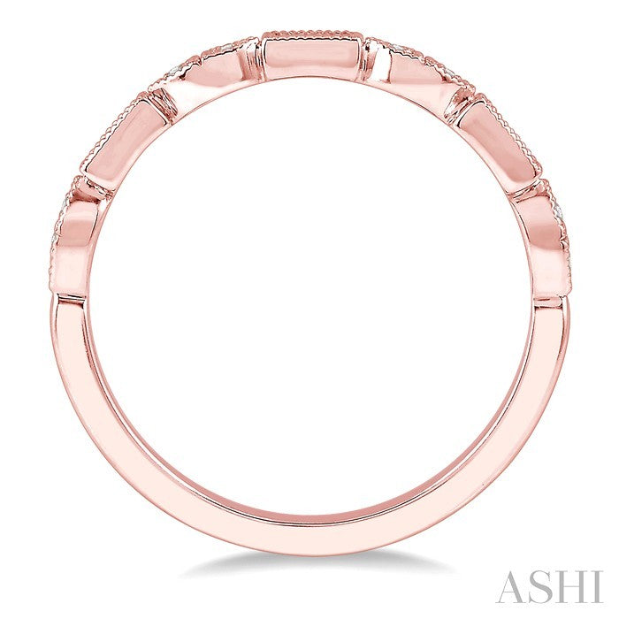 1/10 Ctw Baguette & Round Cut Diamond Stackable Band in 14K Rose Gold