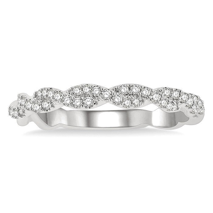 1/4 Ctw Entwined Round Cut Diamond Stackable Twist Band in 14K White Gold