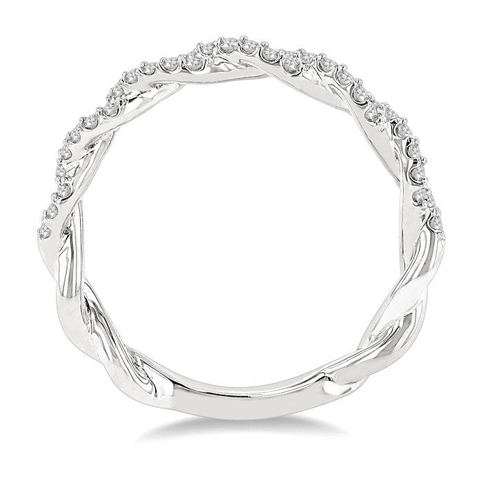 1/4 Ctw Entwined Round Cut Diamond Stackable Twist Band in 14K White Gold