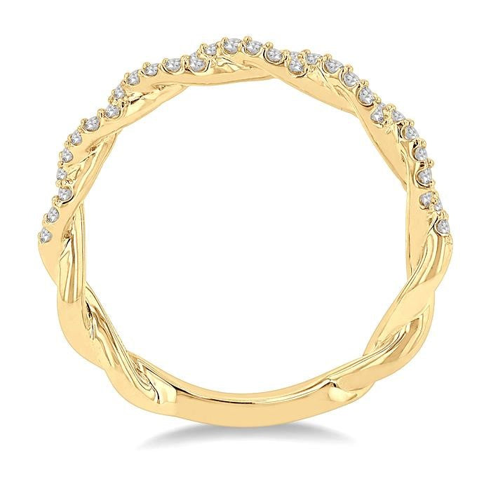 1/4 Ctw Entwined Round Cut Diamond Stackable Twist Band in 14K Yellow Gold