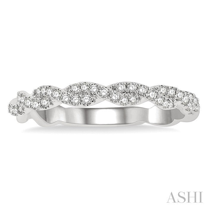 1/4 Ctw Entwined Round Cut Diamond Stackable Twist Band in 14K White Gold