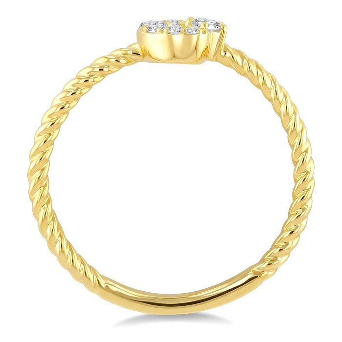 1/10 Ctw Crescent Moon & Star Round Cut Diamond Stackable Fashion Ring in 10K Yellow Gold