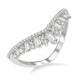 1/2 Ctw Chevron Drop Down Baguette and Round Cut Diamond Fashion Ring in 14K White Gold