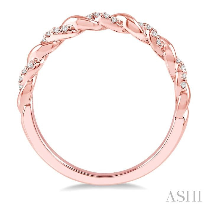 1/10 Ctw Twisted Round Cut Diamond Stackable Band in 14K Rose Gold