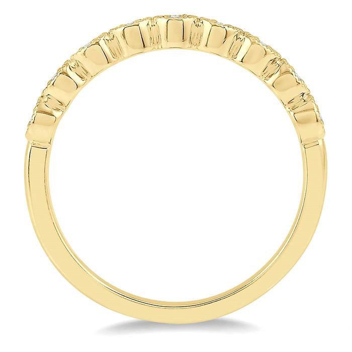 1/10 Ctw Circular Mount Round Cut Diamond Stackable Band in 14K Yellow Gold