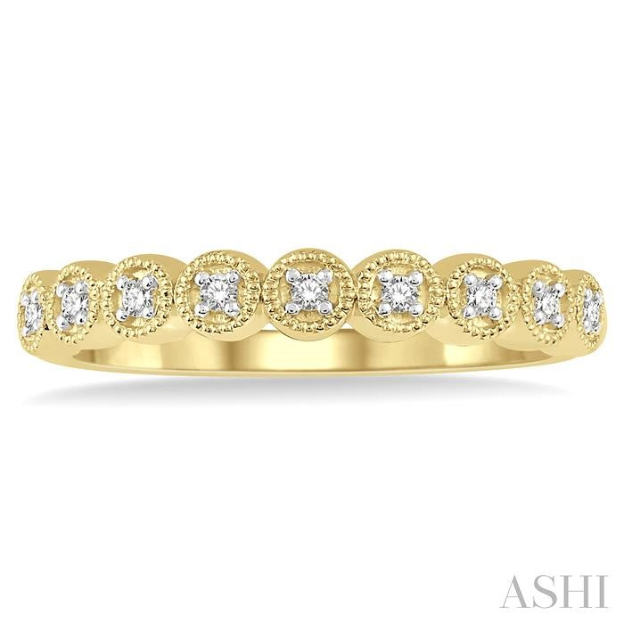 1/10 Ctw Circular Mount Round Cut Diamond Stackable Band in 14K Yellow Gold