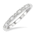 1/10 Ctw Lattice Baguette and Round Cut Diamond Stackable Band in 14K White Gold