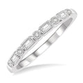 1/10 Ctw Lattice Baguette and Round Cut Diamond Stackable Band in 14K White Gold