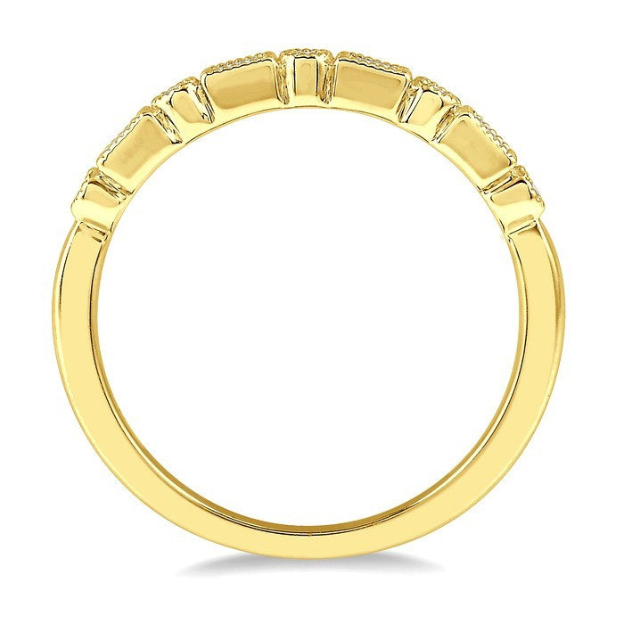 1/10 Ctw Lattice Baguette and Round Cut Diamond Stackable Band in 14K Yellow Gold