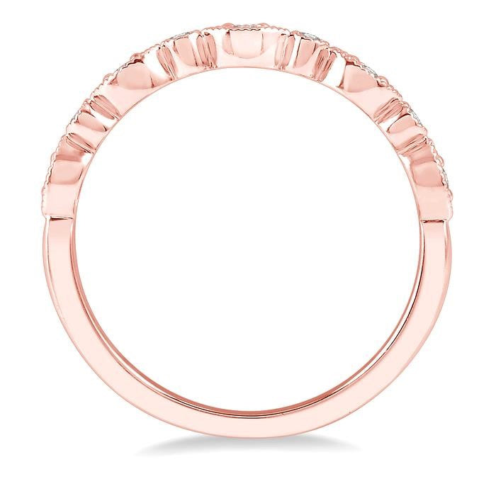 1/10 Ctw Marquise & Circular Mount Round Cut Diamond Stackable Band in 14K Rose Gold