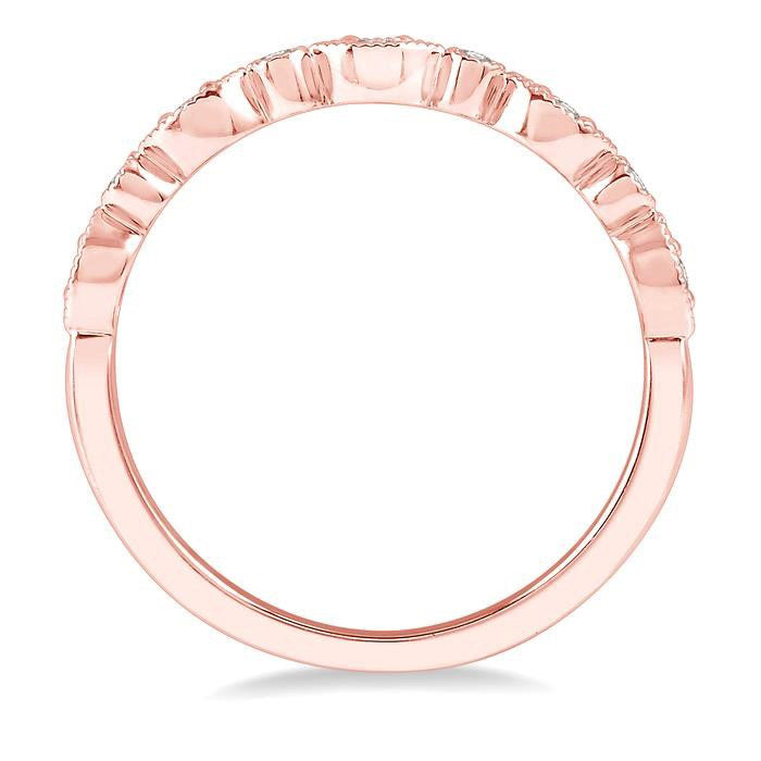1/10 Ctw Marquise & Circular Mount Round Cut Diamond Stackable Band in 14K Rose Gold