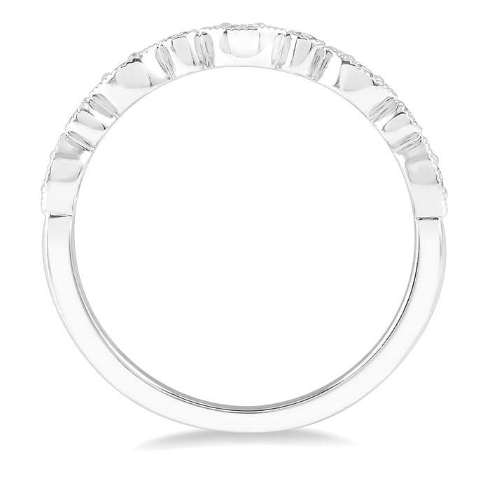 1/10 Ctw Marquise & Circular Mount Round Cut Diamond Stackable Band in 14K White Gold
