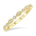 1/10 Ctw Marquise & Circular Mount Round Cut Diamond Stackable Band in 14K Yellow Gold