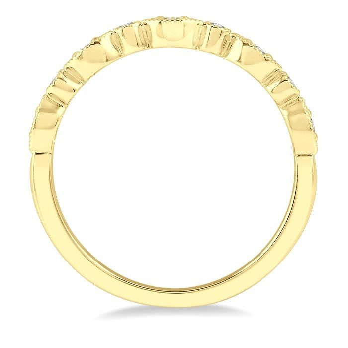 1/10 Ctw Marquise & Circular Mount Round Cut Diamond Stackable Band in 14K Yellow Gold