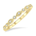 1/10 Ctw Marquise & Circular Mount Round Cut Diamond Stackable Band in 14K Yellow Gold