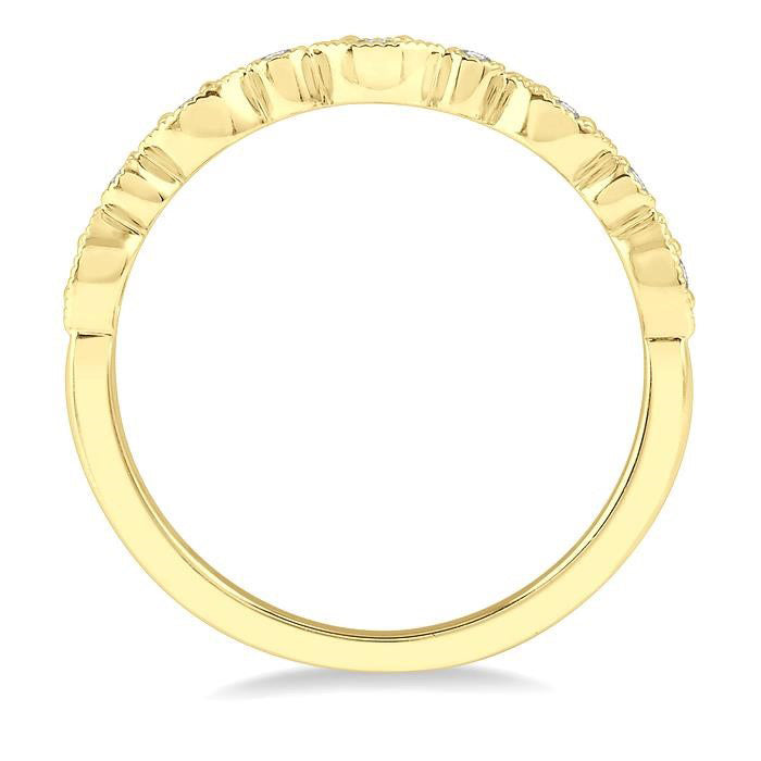 1/10 Ctw Marquise & Circular Mount Round Cut Diamond Stackable Band in 14K Yellow Gold