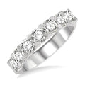 2 Ctw 7 Stone Round Cut Diamond Wedding Band in 14K White Gold