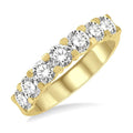 2 Ctw 7 Stone Round Cut Diamond Wedding Band in 14K Yellow Gold