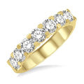 2 Ctw 7 Stone Round Cut Diamond Wedding Band in 14K Yellow Gold