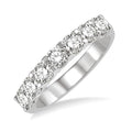 1 Ctw 7 Stone Round Cut Diamond Wedding Band in 14K White Gold