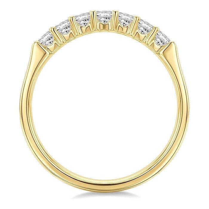 1/2 Ctw 7 Stone Princess Cut Diamond Wedding Band in 14K Yellow Gold